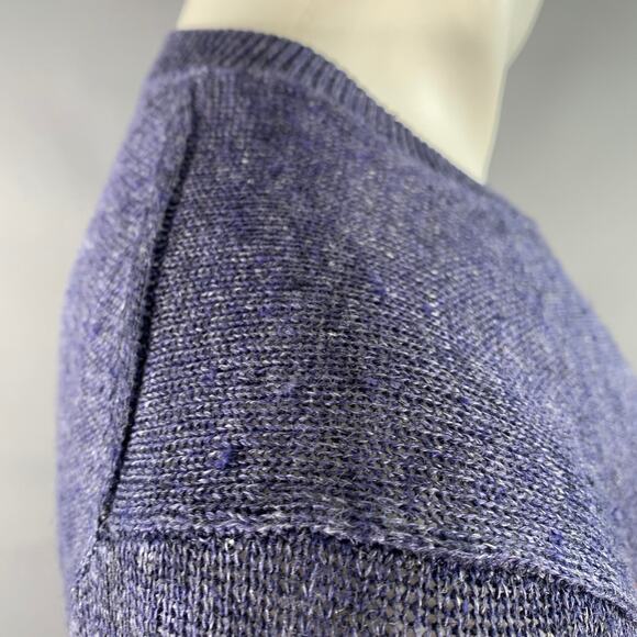 VINCE Size M Blue Heather Knit Linen Crew Neck Pullover - Picture 7 of 11